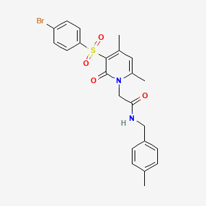 molecular formula C23H23BrN2O4S B2503873 2-(3-((4-bromophenyl)sulfonyl)-4,6-dimethyl-2-oxopyridin-1(2H)-yl)-N-(4-methylbenzyl)acetamide CAS No. 1251611-31-0