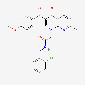 N-(2-chlorobenzyl)-2-(3-(4-methoxybenzoyl)-7-methyl-4-oxo-1,8-naphthyridin-1(4H)-yl)acetamide
