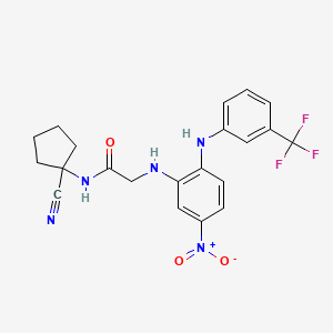 molecular formula C21H20F3N5O3 B2503877 N-(1-cyanocyclopentyl)-2-[5-nitro-2-[3-(trifluoromethyl)anilino]anilino]acetamide CAS No. 1209279-89-9