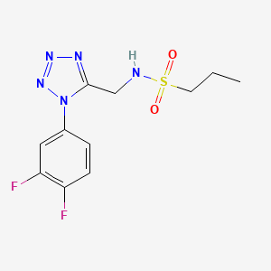 molecular formula C11H13F2N5O2S B2503883 N-((1-(3,4-difluorophenyl)-1H-tetrazol-5-yl)methyl)propane-1-sulfonamide CAS No. 921061-20-3