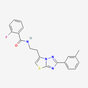 molecular formula C20H17FN4OS B2503886 2-fluoro-N-(2-(2-(m-tolyl)thiazolo[3,2-b][1,2,4]triazol-6-yl)ethyl)benzamide CAS No. 894049-57-1