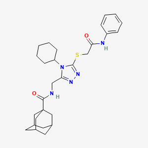 molecular formula C28H37N5O2S B2503899 N-[[5-(2-anilino-2-oxoethyl)sulfanyl-4-cyclohexyl-1,2,4-triazol-3-yl]methyl]adamantane-1-carboxamide CAS No. 477304-32-8