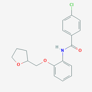 molecular formula C18H18ClNO3 B250390 4-chloro-N-[2-(tetrahydro-2-furanylmethoxy)phenyl]benzamide 