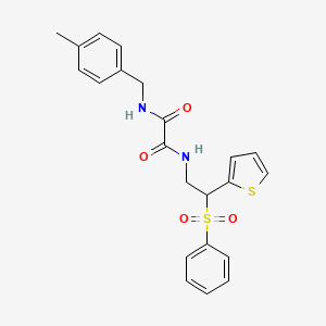 molecular formula C22H22N2O4S2 B2503900 N-(4-methylbenzyl)-N'-[2-(phenylsulfonyl)-2-(2-thienyl)ethyl]ethanediamide CAS No. 896331-30-9