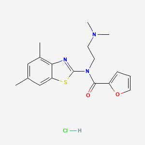 molecular formula C18H22ClN3O2S B2503905 N-(2-(dimethylamino)ethyl)-N-(4,6-dimethylbenzo[d]thiazol-2-yl)furan-2-carboxamide hydrochloride CAS No. 1215612-96-6