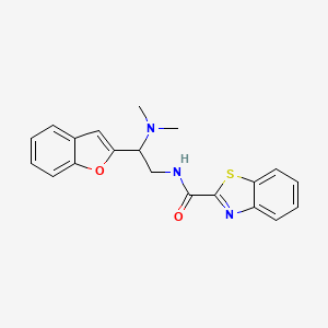 molecular formula C20H19N3O2S B2503917 N-(2-(benzofuran-2-yl)-2-(dimethylamino)ethyl)benzo[d]thiazole-2-carboxamide CAS No. 2034612-54-7
