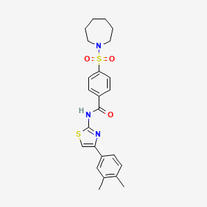 molecular formula C24H27N3O3S2 B2503920 4-(氮杂环丁烷-1-磺酰基)-N-(4-(3,4-二甲苯基)噻唑-2-基)苯甲酰胺 CAS No. 306736-27-6