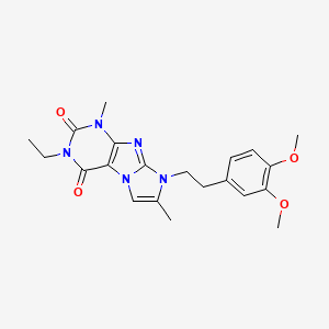 molecular formula C21H25N5O4 B2503929 8-(3,4-dimethoxyphenethyl)-3-ethyl-1,7-dimethyl-1H-imidazo[2,1-f]purine-2,4(3H,8H)-dione CAS No. 896819-34-4