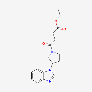 molecular formula C17H21N3O3 B2503940 4-(3-(1H-苯并[d]咪唑-1-基)吡咯烷-1-基)-4-氧代丁酸乙酯 CAS No. 2034460-34-7