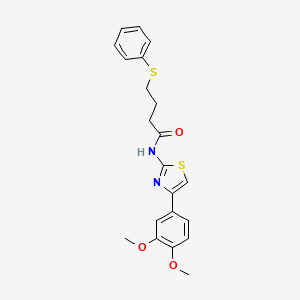 molecular formula C21H22N2O3S2 B2503957 N-(4-(3,4-dimethoxyphenyl)thiazol-2-yl)-4-(phenylthio)butanamide CAS No. 922924-76-3