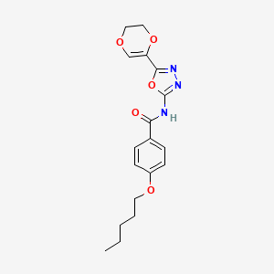 molecular formula C18H21N3O5 B2503960 N-(5-(5,6-dihydro-1,4-dioxin-2-yl)-1,3,4-oxadiazol-2-yl)-4-(pentyloxy)benzamide CAS No. 887876-51-9