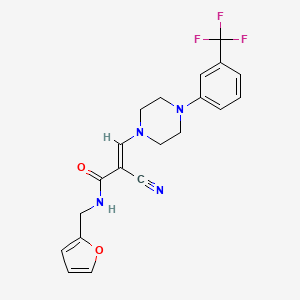 molecular formula C20H19F3N4O2 B2503965 (E)-2-cyano-N-(furan-2-ylmethyl)-3-(4-(3-(trifluoromethyl)phenyl)piperazin-1-yl)acrylamide CAS No. 885181-52-2