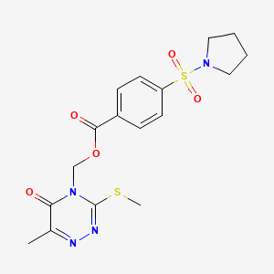 molecular formula C17H20N4O5S2 B2503968 (6-methyl-3-(methylthio)-5-oxo-1,2,4-triazin-4(5H)-yl)methyl 4-(pyrrolidin-1-ylsulfonyl)benzoate CAS No. 877648-81-2