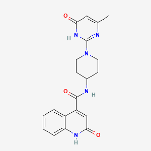 molecular formula C20H21N5O3 B2503970 2-hydroxy-N-(1-(4-methyl-6-oxo-1,6-dihydropyrimidin-2-yl)piperidin-4-yl)quinoline-4-carboxamide CAS No. 1903154-85-7