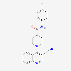 molecular formula C22H19FN4O B2503988 1-(3-cyanoquinolin-4-yl)-N-(4-fluorophenyl)piperidine-4-carboxamide CAS No. 1207038-41-2