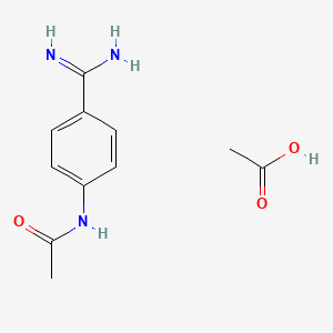 molecular formula C11H15N3O3 B2503997 N-(4-carbamimidoylphenyl)acetamide; acetic acid CAS No. 1417637-55-8