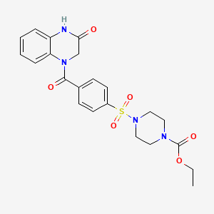 molecular formula C22H24N4O6S B2504000 4-((4-(3-氧代-1,2,3,4-四氢喹喔啉-1-羰基)苯基)磺酰基)哌嗪-1-羧酸乙酯 CAS No. 952812-42-9