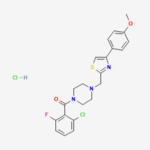 molecular formula C22H22Cl2FN3O2S B2504001 (2-Chloro-6-fluorophenyl)(4-((4-(4-methoxyphenyl)thiazol-2-yl)methyl)piperazin-1-yl)methanone hydrochloride CAS No. 1216541-62-6