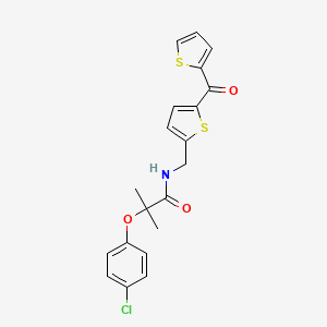 molecular formula C20H18ClNO3S2 B2504003 2-(4-Chlorophenoxy)-2-methyl-N-{[5-(thiophene-2-carbonyl)thiophen-2-YL]methyl}propanamide CAS No. 1421508-43-1