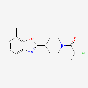 molecular formula C16H19ClN2O2 B2504026 2-Chloro-1-[4-(7-methyl-1,3-benzoxazol-2-yl)piperidin-1-yl]propan-1-one CAS No. 2411269-92-4