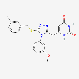 molecular formula C22H21N5O3S B2504028 6-((4-(3-methoxyphenyl)-5-((3-methylbenzyl)thio)-4H-1,2,4-triazol-3-yl)methyl)pyrimidine-2,4(1H,3H)-dione CAS No. 852049-23-1