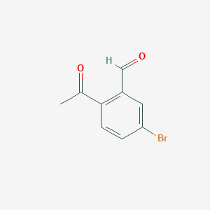 molecular formula C9H7BrO2 B2504048 2-Acetil-5-bromobenzaldehído CAS No. 1638888-83-1