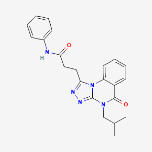 molecular formula C22H23N5O2 B2504052 3-(4-isobutyl-5-oxo-4,5-dihydro[1,2,4]triazolo[4,3-a]quinazolin-1-yl)-N-phenylpropanamide CAS No. 902972-24-1