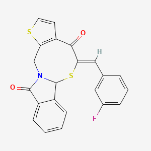 (9Z)-9-[(3-fluorophenyl)methylidene]-4,10-dithia-1-azatetracyclo[9.7.0.0^{3,7}.0^{12,17}]octadeca-3(7),5,12(17),13,15-pentaene-8,18-dione