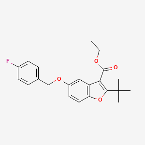 molecular formula C22H23FO4 B2504058 Ethyl 2-tert-butyl-5-[(4-fluorobenzyl)oxy]-1-benzofuran-3-carboxylate CAS No. 383899-41-0