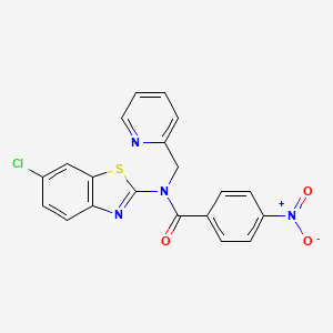 molecular formula C20H13ClN4O3S B2504059 N-(6-chlorobenzo[d]thiazol-2-yl)-4-nitro-N-(pyridin-2-ylmethyl)benzamide CAS No. 941926-43-8