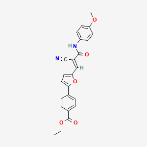 molecular formula C24H20N2O5 B2504063 (E)-ethyl 4-(5-(2-cyano-3-((4-methoxyphenyl)amino)-3-oxoprop-1-en-1-yl)furan-2-yl)benzoate CAS No. 304876-67-3