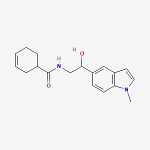 molecular formula C18H22N2O2 B2504064 N-(2-hydroxy-2-(1-methyl-1H-indol-5-yl)ethyl)cyclohex-3-enecarboxamide CAS No. 2034440-30-5