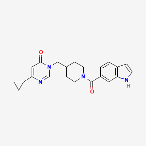 molecular formula C22H24N4O2 B2504065 6-cyclopropyl-3-{[1-(1H-indole-6-carbonyl)piperidin-4-yl]methyl}-3,4-dihydropyrimidin-4-one CAS No. 2178770-97-1