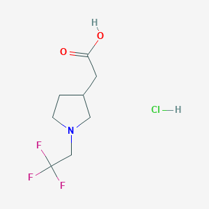 molecular formula C8H13ClF3NO2 B2504069 2-[1-(2,2,2-Trifluoroethyl)pyrrolidin-3-yl]acetic acid;hydrochloride CAS No. 2305252-45-1