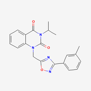molecular formula C21H20N4O3 B2504076 3-isopropyl-1-((3-(m-tolyl)-1,2,4-oxadiazol-5-yl)methyl)quinazoline-2,4(1H,3H)-dione CAS No. 1105240-23-0