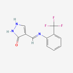 molecular formula C11H8F3N3O B2504083 4-{[2-(三氟甲基)苯胺]亚甲基}-2,4-二氢-3H-吡唑-3-酮 CAS No. 338777-71-2