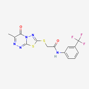 molecular formula C14H10F3N5O2S2 B2504096 2-[(3-methyl-4-oxo-[1,3,4]thiadiazolo[2,3-c][1,2,4]triazin-7-yl)sulfanyl]-N-[3-(trifluoromethyl)phenyl]acetamide CAS No. 869074-03-3
