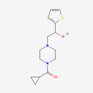 molecular formula C14H20N2O2S B2504110 Cyclopropyl(4-(2-hydroxy-2-(thiophen-2-yl)ethyl)piperazin-1-yl)methanone CAS No. 1396791-29-9