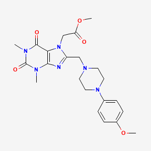 molecular formula C22H28N6O5 B2504112 methyl (8-{[4-(4-methoxyphenyl)piperazin-1-yl]methyl}-1,3-dimethyl-2,6-dioxo-1,2,3,6-tetrahydro-7H-purin-7-yl)acetate CAS No. 851940-49-3