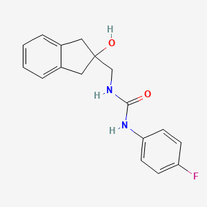 molecular formula C17H17FN2O2 B2504119 1-(4-fluorophenyl)-3-((2-hydroxy-2,3-dihydro-1H-inden-2-yl)methyl)urea CAS No. 2034260-18-7