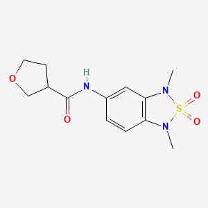molecular formula C13H17N3O4S B2504129 N-(1,3-dimethyl-2,2-dioxido-1,3-dihydrobenzo[c][1,2,5]thiadiazol-5-yl)tetrahydrofuran-3-carboxamide CAS No. 2034540-82-2