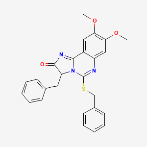 molecular formula C26H23N3O3S B2504136 3-benzyl-5-(benzylsulfanyl)-8,9-dimethoxyimidazo[1,2-c]quinazolin-2(3H)-one CAS No. 477768-52-8