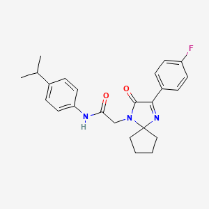 molecular formula C24H26FN3O2 B2504141 2-(3-(4-fluorophenyl)-2-oxo-1,4-diazaspiro[4.4]non-3-en-1-yl)-N-(4-isopropylphenyl)acetamide CAS No. 872207-20-0