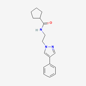 molecular formula C17H21N3O B2504146 N-(2-(4-フェニル-1H-ピラゾール-1-イル)エチル)シクロペンタンカルボンアミド CAS No. 2034512-30-4