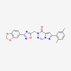 molecular formula C23H18N6O4 B2504154 1-((3-(Benzo[d][1,3]dioxol-5-yl)-1,2,4-oxadiazol-5-yl)methyl)-8-(2,5-dimethylphenyl)pyrazolo[1,5-d][1,2,4]triazinone CAS No. 1251615-82-3