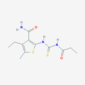 4-Ethyl-5-methyl-2-[(propanoylcarbamothioyl)amino]thiophene-3-carboxamide