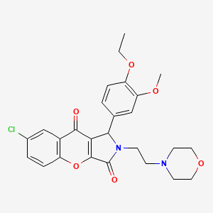 molecular formula C26H27ClN2O6 B2504162 7-Chloro-1-(4-ethoxy-3-methoxyphenyl)-2-(2-morpholinoethyl)-1,2-dihydrochromeno[2,3-c]pyrrole-3,9-dione CAS No. 634574-76-8