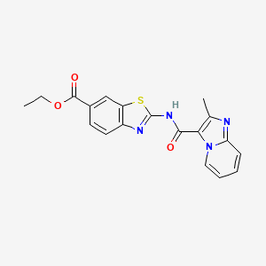 molecular formula C19H16N4O3S B2504169 Ethyl 2-(2-methylimidazo[1,2-a]pyridine-3-carboxamido)benzo[d]thiazole-6-carboxylate CAS No. 1211173-92-0