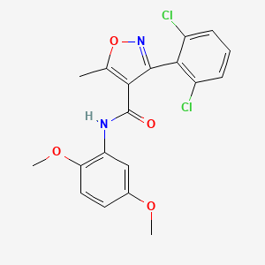 molecular formula C19H16Cl2N2O4 B2504172 3-(2,6-dichlorophenyl)-N-(2,5-dimethoxyphenyl)-5-methyl-1,2-oxazole-4-carboxamide CAS No. 331847-98-4