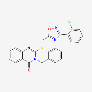 molecular formula C24H17ClN4O2S B2504176 3-benzyl-2-(((3-(2-chlorophenyl)-1,2,4-oxadiazol-5-yl)methyl)thio)quinazolin-4(3H)-one CAS No. 1324343-66-9